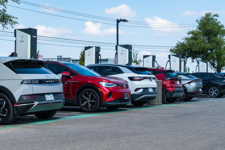 electric vehicles at charging point